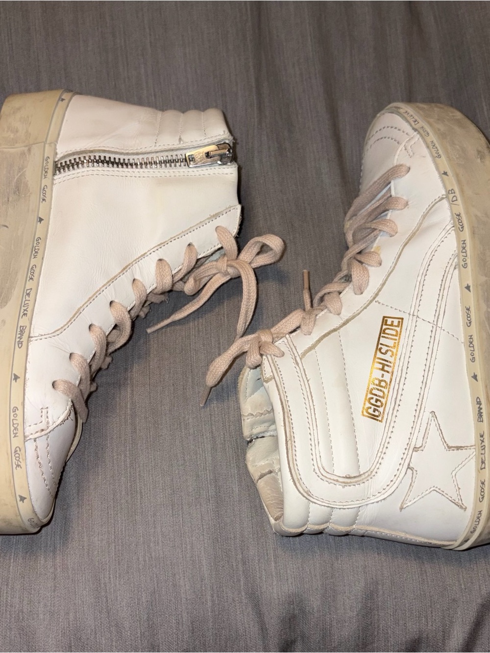 Golden Goose Hi Star Sneakers Hi Slide White W/ Pink Laces, 35 (5), High Top - Picture 11 of 15